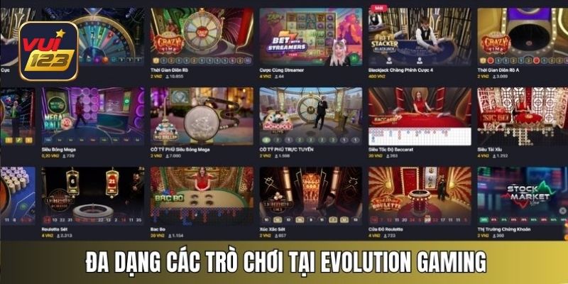 Những siêu phẩm giải trí đa dạng hiện có tại Evolution Gaming